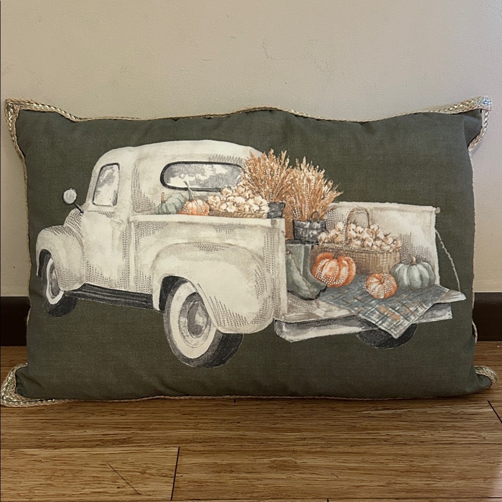 Tommy Bahama Green w/Metallic Gold and White Autumn Fall Pumpkin Pillow